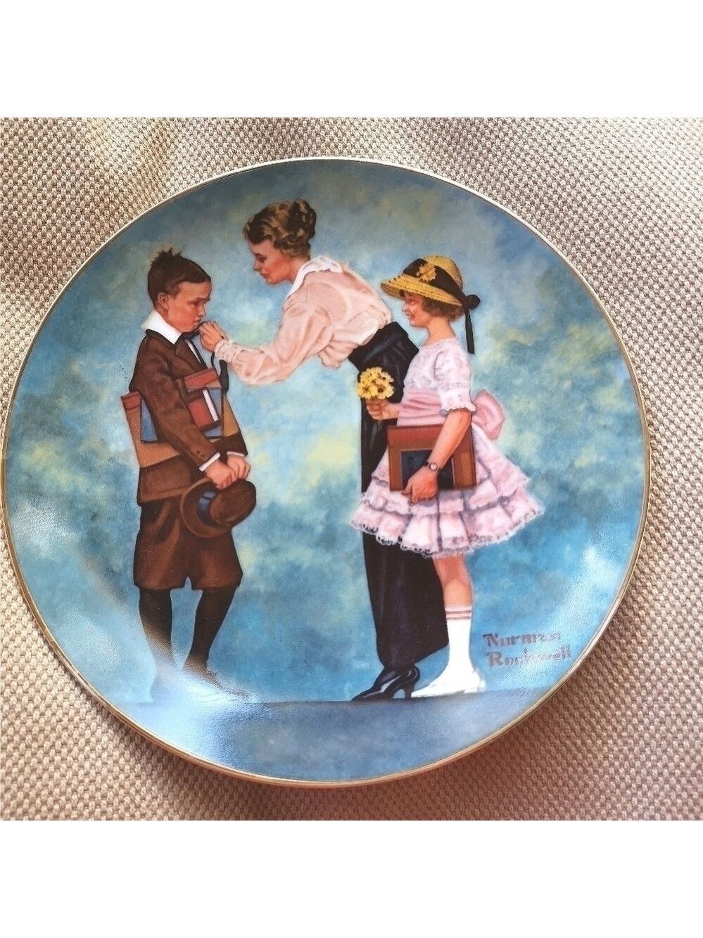 Vintage First Day of School Norman Rockwell Plate 1984 decorator plate